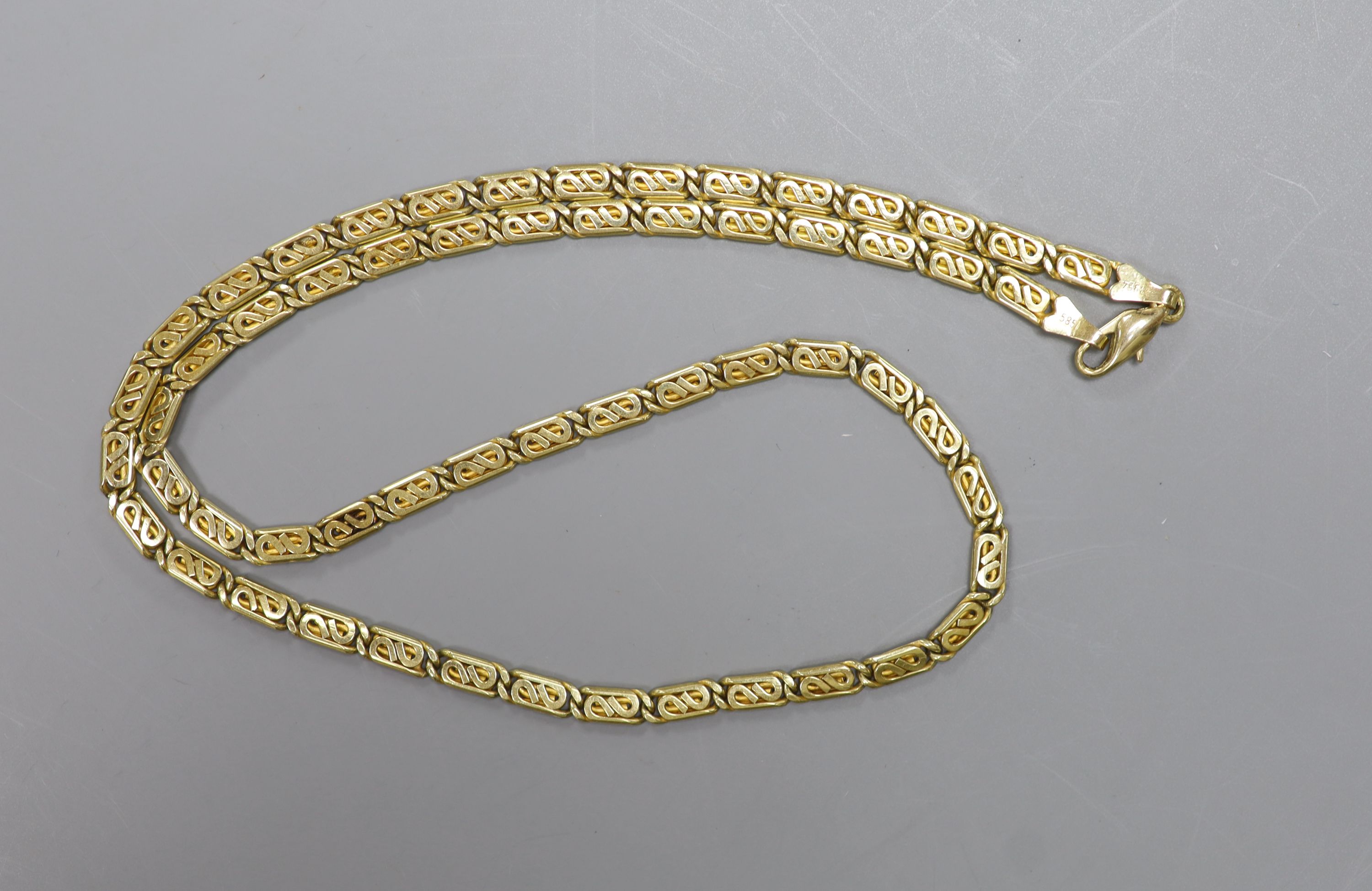 A 14ct gold fancy link necklace
